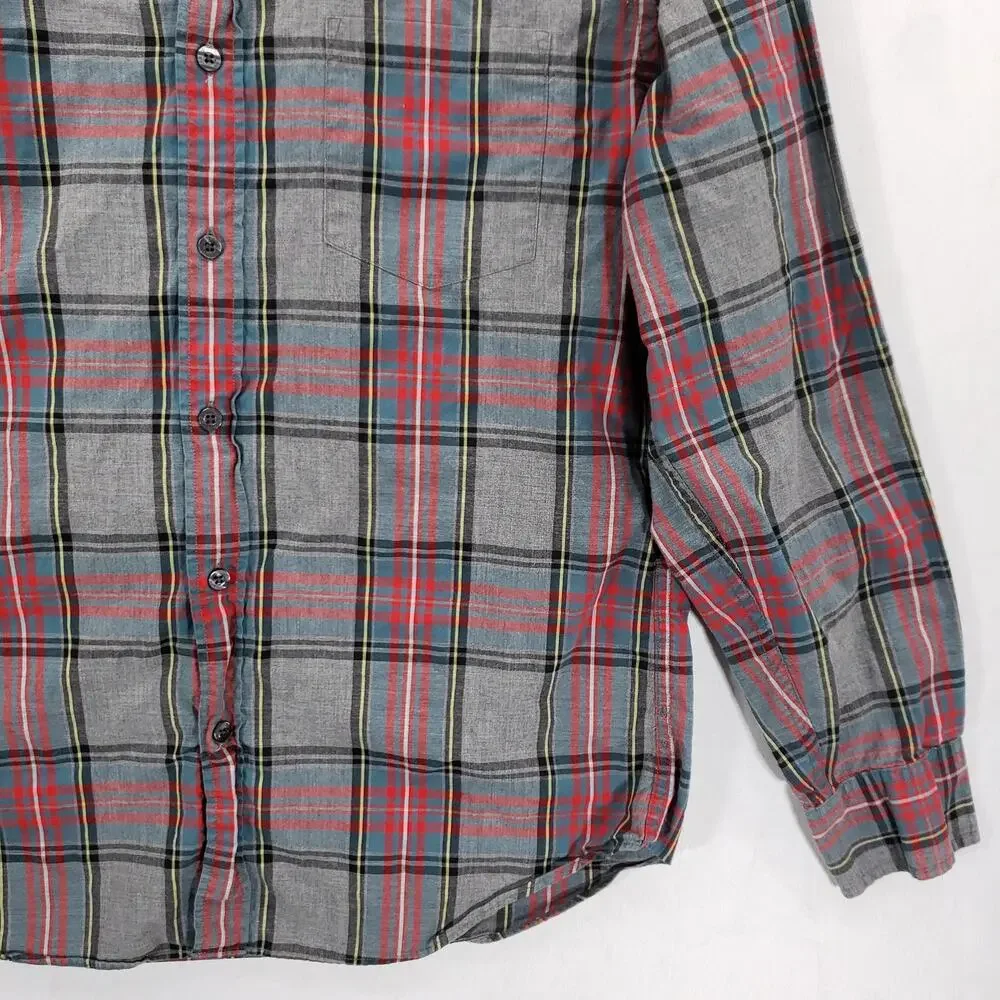J Crew Shirt Mens Medium Gray Multi Plaid Long Sleeve Casual Comfort Button Down